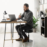 Adjustable Vanity Stool, 360°Swivel Vanity Chair for Makeup Room, Black Stool Chair for Vanity, Small Faux Leather Vanity Stools for Bathroom, Living Room - Low Angle