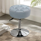 Adjustable Vanity Stool, 360°Swivel Vanity Chair for Makeup Room, Grayish Blue Stool Chair for Vanity, Small Faux Leather Vanity Stools for Bathroom, Living Room