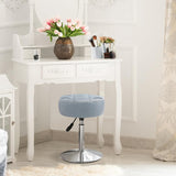 Adjustable Vanity Stool, 360°Swivel Vanity Chair for Makeup Room, Grayish Blue Stool Chair for Vanity, Small Faux Leather Vanity Stools for Bathroom, Living Room