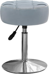 Adjustable Vanity Stool, 360°Swivel Vanity Chair for Makeup Room, Grayish Blue Stool Chair for Vanity, Small Faux Leather Vanity Stools for Bathroom, Living Room