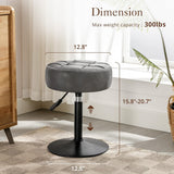 Adjustable Vanity Stool, 360 Swivel Chair for Makeup Room, Gray Faux Leather Stool for Bathroom & Living Room