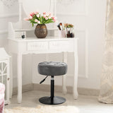 Adjustable Vanity Stool, 360 Swivel Chair for Makeup Room, Gray Faux Leather Stool for Bathroom & Living Room - Side View
