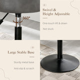 Adjustable Vanity Stool, 360 Swivel Chair for Makeup Room, Gray Faux Leather Stool for Bathroom & Living Room