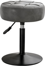 Adjustable Vanity Stool, 360 Swivel Chair for Makeup Room, Gray Faux Leather Stool for Bathroom & Living Room - Close-Up Angle