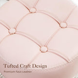 Adjustable Vanity Stool, 360°Swivel Vanity Chair for Makeup Room, Pink Stool Chair for Vanity, Small Faux Leather Vanity Stools for Bathroom, Living Room - Top-Down View