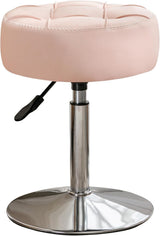 Adjustable Vanity Stool, 360°Swivel Vanity Chair for Makeup Room, Pink Stool Chair for Vanity, Small Faux Leather Vanity Stools for Bathroom, Living Room - Low Angle