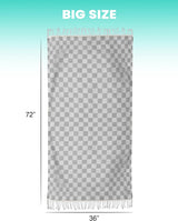 6 Packs Turkish Beach Towel Vacation Essentials Blanket Set Pool Bath Towels Bulk Multipack Travel Sand Free Quick Dry Extra Large Oversized Cute Big Soft Lightweight Compact Checkered Cloud Women - 45-Degree Angle