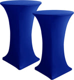 Cocktail Table Covers, 2 Pack - Fitted Stretch Spandex Square Corners Cocktail Tablecloths (Royal Blue, Fit for 30"-32" Diameter x 43" Height Tables)