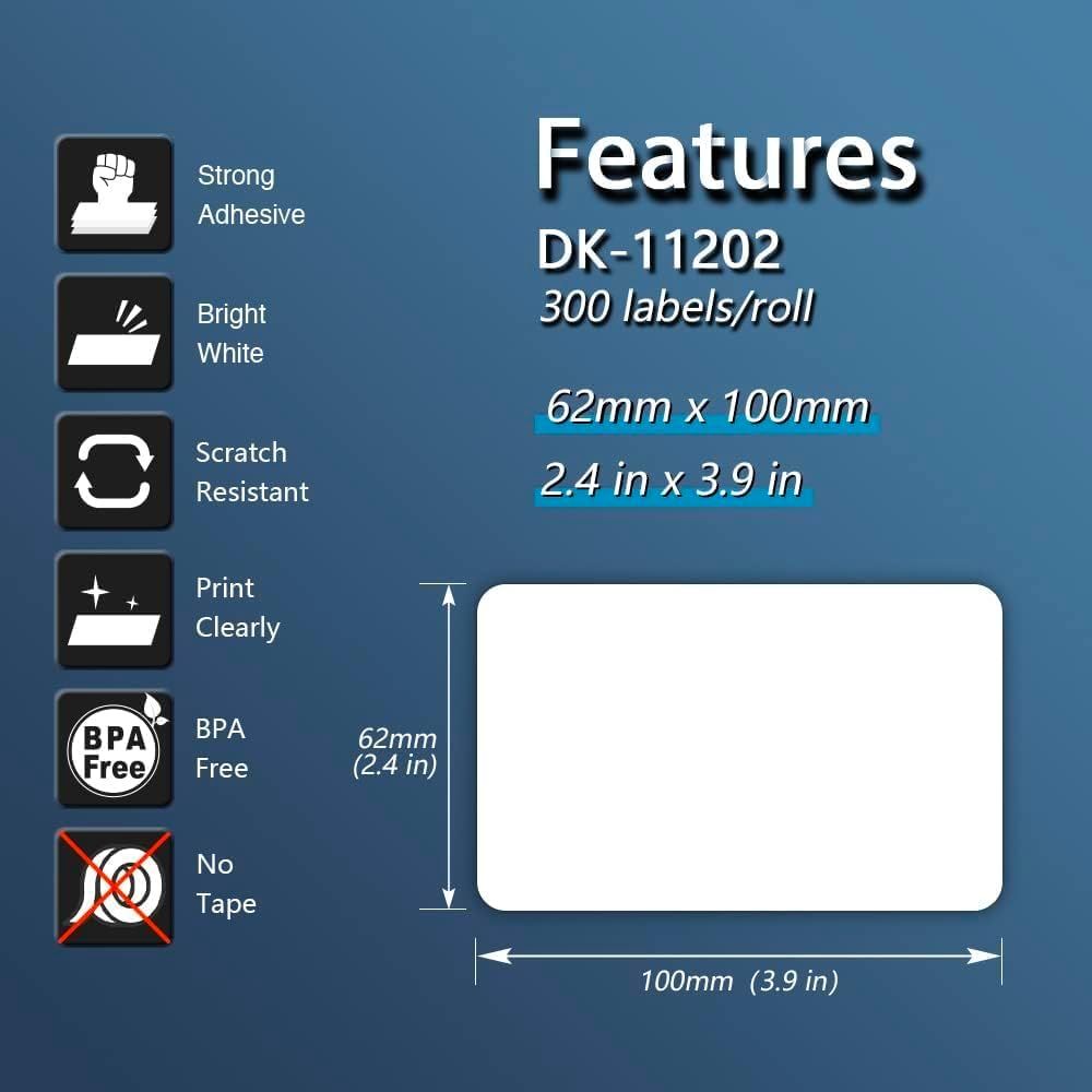 - Compatible Shipping Labels Replacement for Brother DK-1202 (2.4 in x 3.9 in), Use with Brother QL Label Printers [10 Rolls/3000 Labels]