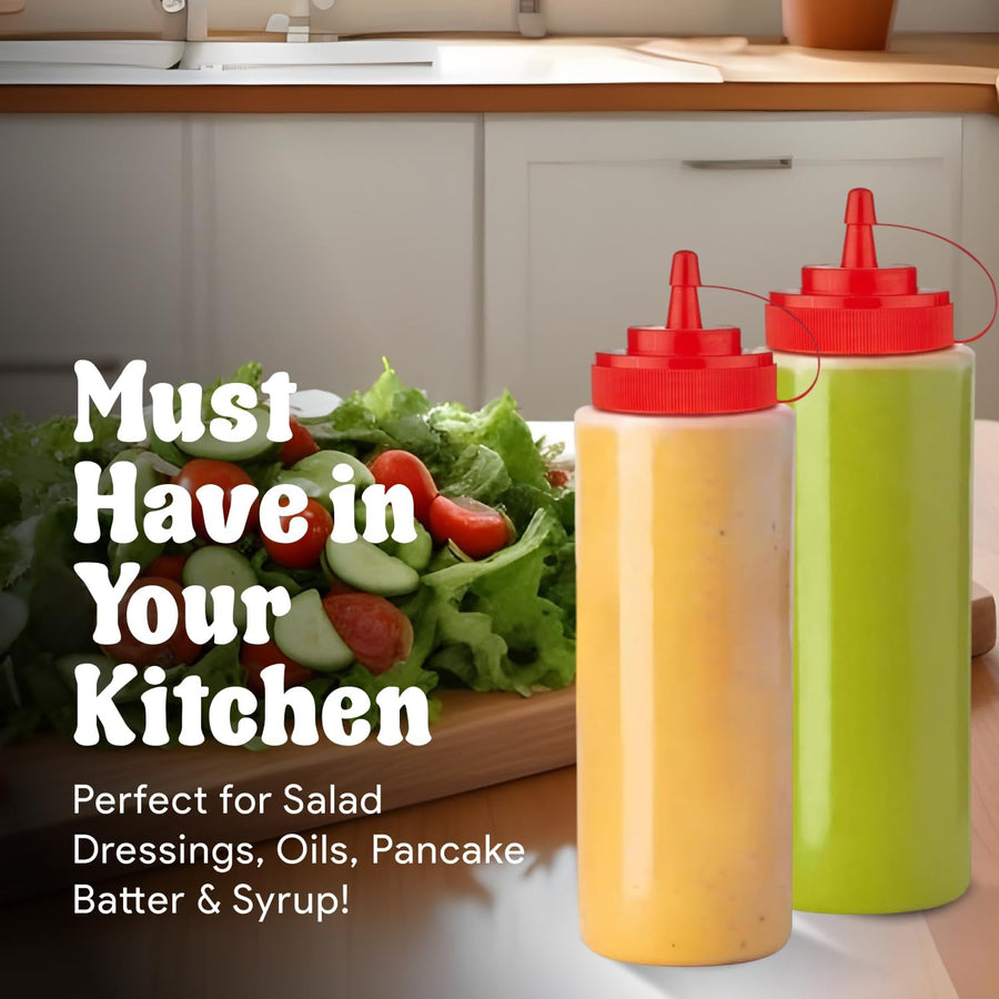 24 oz Large Condiment Squeeze Bottles for Sauces - Leak Proof - 4 Pack (XL)