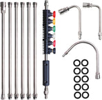 Pressure Washer Extension Wand, 10 Pack Power Washer Lance with 6 Atomization Nozzle Tips,1 Gutter Cleaner Attachment Curved Rod, 1/4" Quick Connect, 4000 PSI