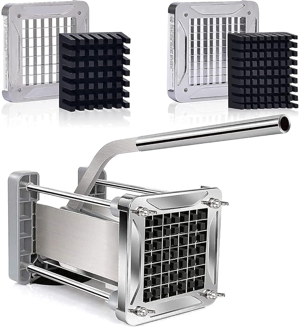 French Fry Cutter with 1/2 Inch Blade and 3/8 Inch Blade Bundle