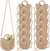 Straw Purses for Women Semi Circle Rattan Straw Purses Bulk with Handles for Women Wedding Guests Bridesmaid Gifts