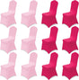 12 Pcs Pink Folding Chair Covers Universal Spandex Slipcovers Washable Removable Stretch Chair Protector Covers for Wedding Hot Pink Birthday Party Decoration
