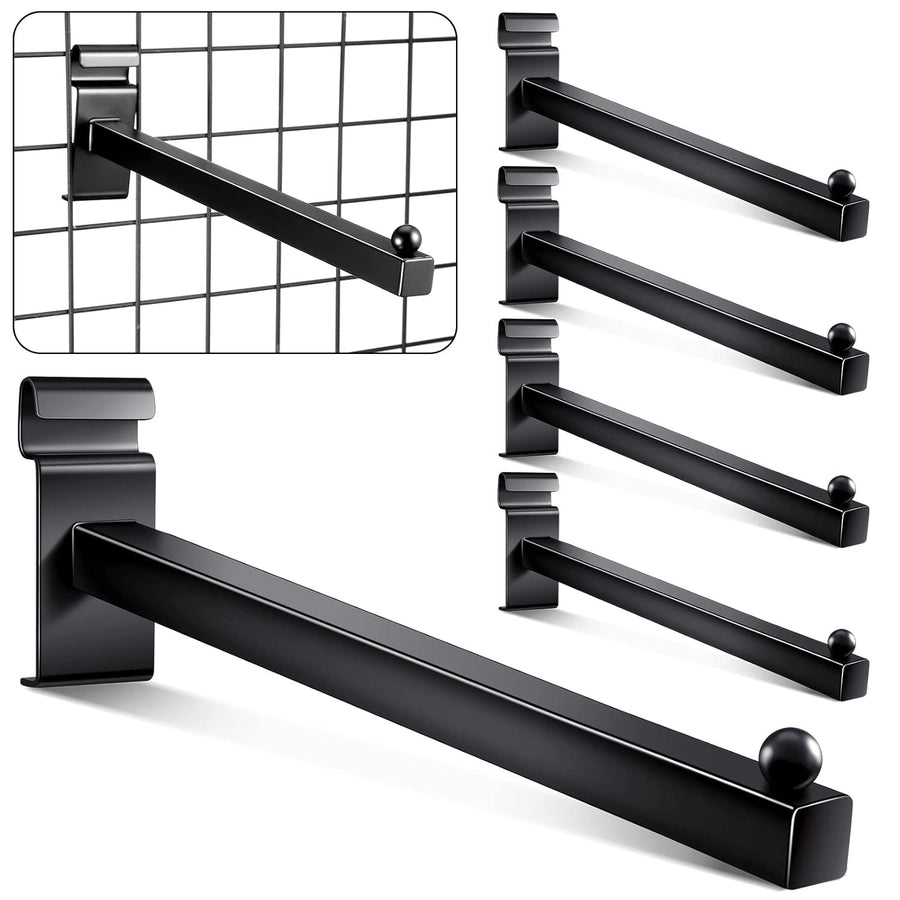 Gridwall Hooks 12 Inch Grid Wall Hangers Display Peg Hooks Slat Wall Accessories for Wire Panels Shelf(5 Pcs,Black)
