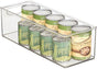 Plastic Stackable Kitchen Organizer - Storage Bin with Handles for Refrigerator, Freezer, Cabinet, and Pantry Shelves Organization - Food Container - Clear