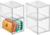 Shoe Storage Box with Drawer – Sturdy Plastic Storage Box for Shoes – Stackable Drawer Box for Shoes, Accessories and More – Pack of 4 – Clear