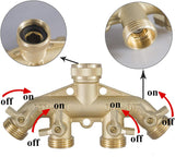 Brass Garden Hose Splitter (4 Way) + Garden Hose Protector