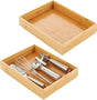 Bamboo Wood Stackable Drawer Organizer Bin Box for Kitchen; Holds Silverware, Cutlery, Utensils - Echo Collection - 2 Pack - Natural