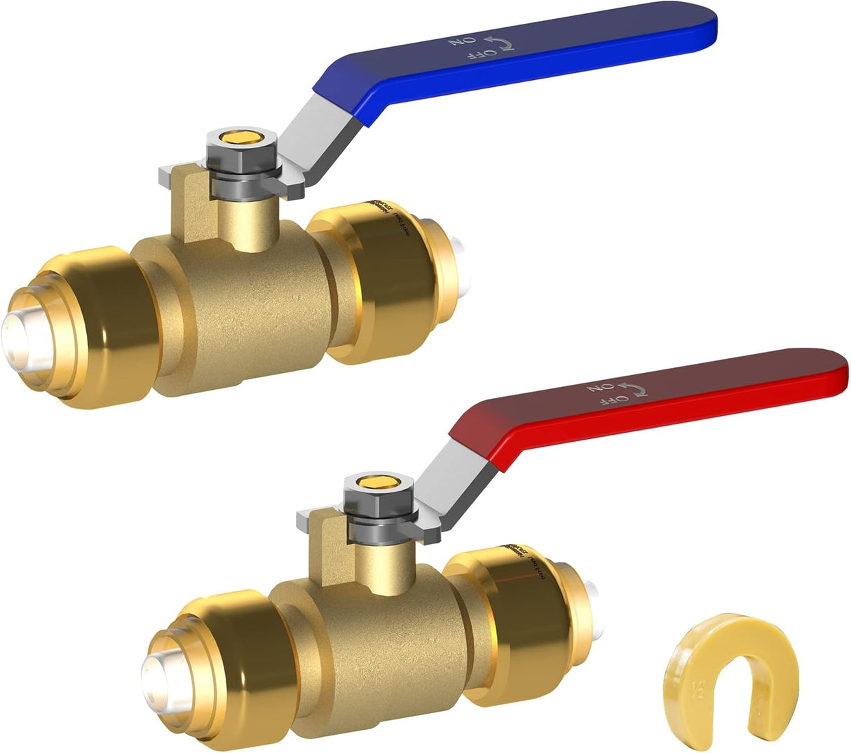 Brass Garden Hose Splitter (4 Way) + 1/2 Inch Push-Fit Full Port Ball Valve