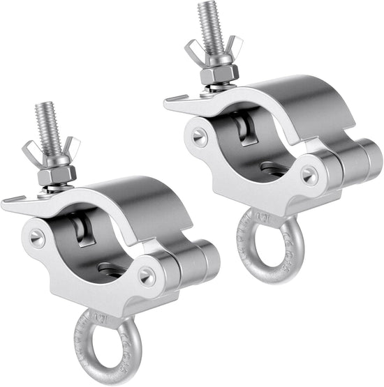 2 Pcs Heavy Duty 2 Inch Truss Clamp with Eye Bolt for 48-51mm Truss Tube/Pipe, Aluminum Stage Light Clamps for LED Video Wall and Lighting Mounting