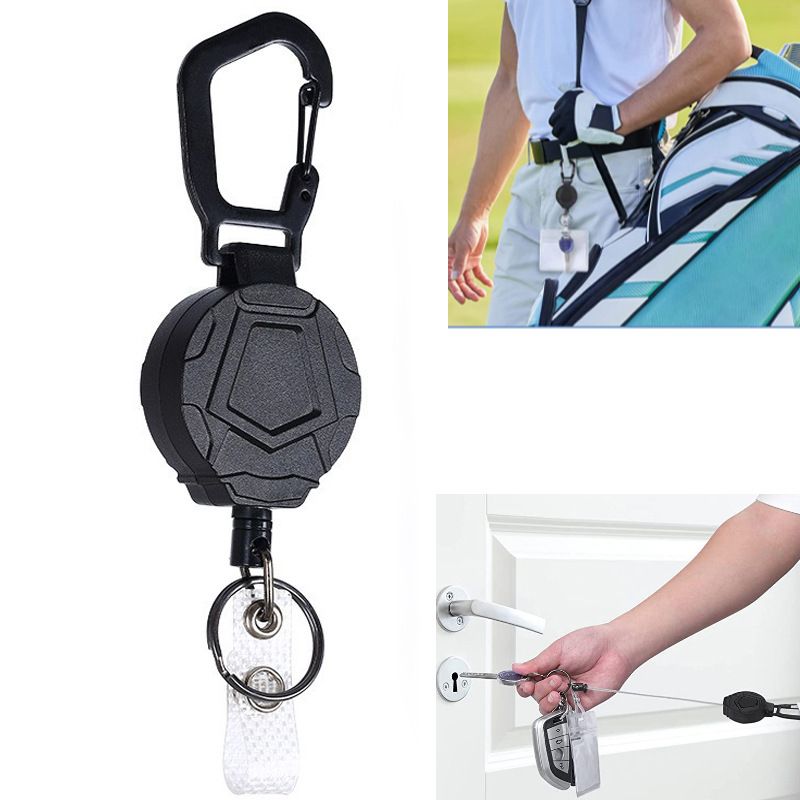 2 Pack Retractable Keychain and Adjustable Lanyard with Retractable Badge Reel Quick-Release Buckle with Sliding ID Badge Holder