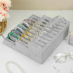 Bangle Display Tray - 27 Slot Showcase Organizer for Bangles, 10.43" x 9.45" x 3.54", 3 -Tier Bangle Organizer Display Bracelets Tray Holder with Velvet Inserts, Grey