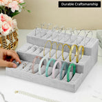 Bangle Display Tray - 27 Slot Showcase Organizer for Bangles, 10.43" x 9.45" x 3.54", 3 -Tier Bangle Organizer Display Bracelets Tray Holder with Velvet Inserts, Grey