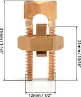 Grounding Split Bolt, 50 Pieces 4 Gauge 8 Gauge High Strength Split Bolt Connectors, Ground Wire Clamp, Solid Copper, for Antenna, Satellite Dish, Cable TV - Rear View