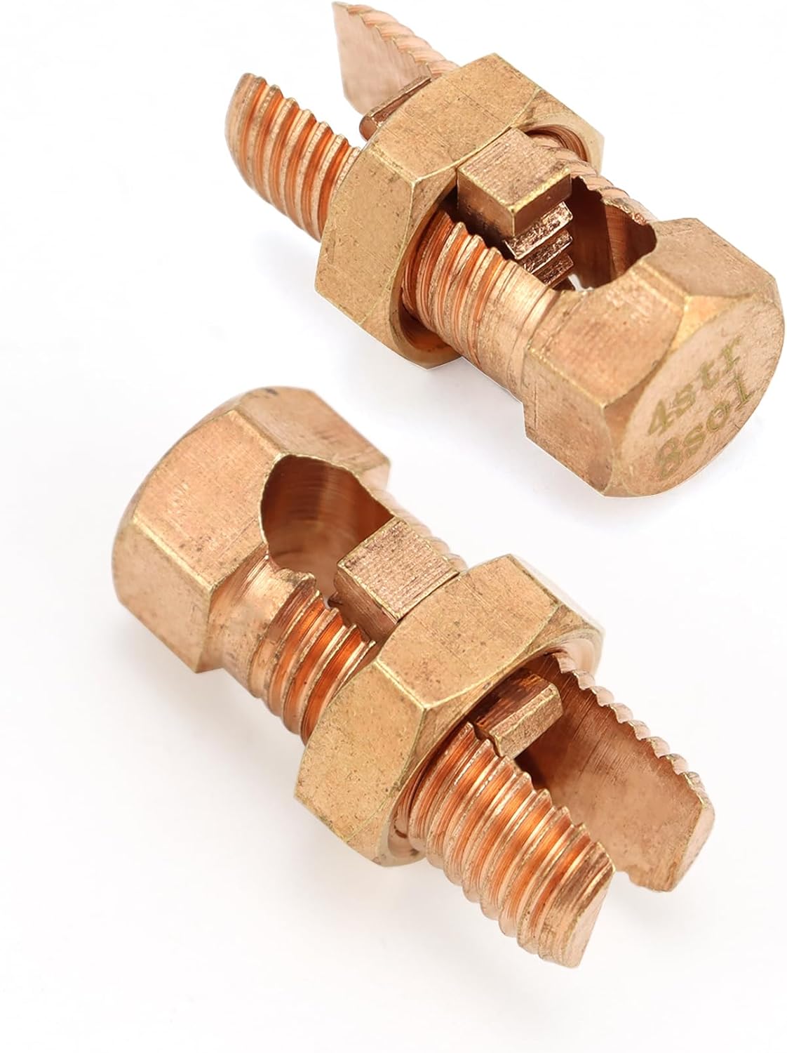 Grounding Split Bolt, 50 Pieces 4 Gauge 8 Gauge High Strength Split Bolt Connectors, Ground Wire Clamp, Solid Copper, for Antenna, Satellite Dish, Cable TV