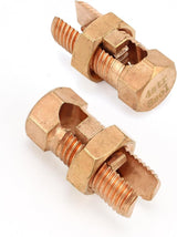 Grounding Split Bolt, 50 Pieces 4 Gauge 8 Gauge High Strength Split Bolt Connectors, Ground Wire Clamp, Solid Copper, for Antenna, Satellite Dish, Cable TV - Low Angle