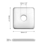 50-Pack Galvanized Square Washers Plate – 1/2" ID, 2x2 OD, 3/16" Thickness, Anti-Loosening Plate Fastener for Construction and Industrial Equipment