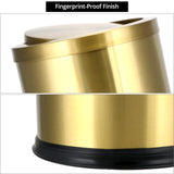 Antique Gold Trash Can, 2.4 Gallons Stainless Steel, Waterproof, Rustproof with Swing Lid - Top-Down View