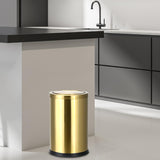 Antique Gold Trash Can, 2.4 Gallons Stainless Steel, Waterproof, Rustproof with Swing Lid