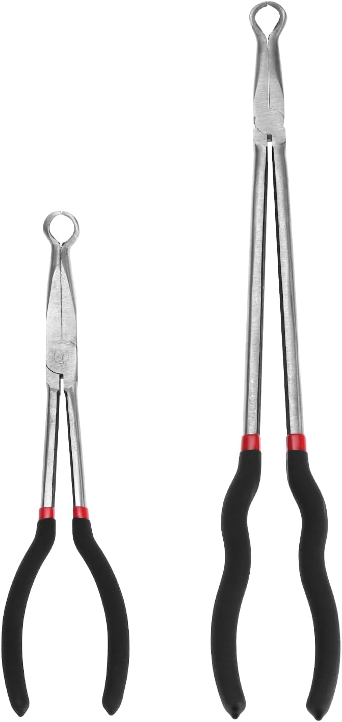 Offset Spark Plug Boot Removal Plier - 5/8" Opening, 11" and 16" Length, Offset Tip for Tight Spots, Protects Wire Boots