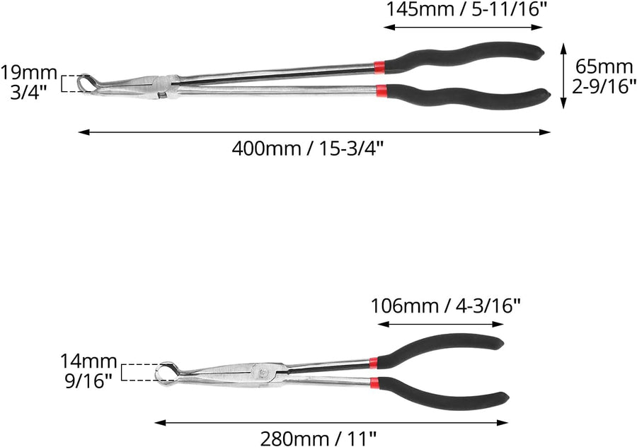 Offset Spark Plug Boot Removal Plier - 5/8" Opening, 11" and 16" Length, Offset Tip for Tight Spots, Protects Wire Boots