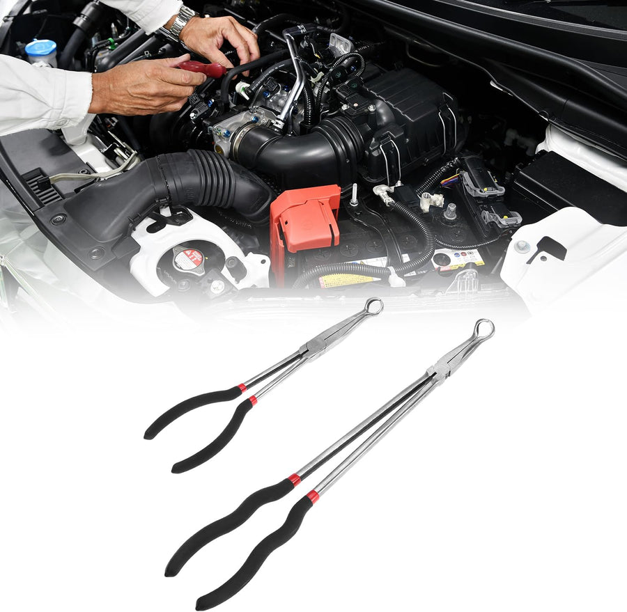 Offset Spark Plug Boot Removal Plier - 5/8" Opening, 11" and 16" Length, Offset Tip for Tight Spots, Protects Wire Boots