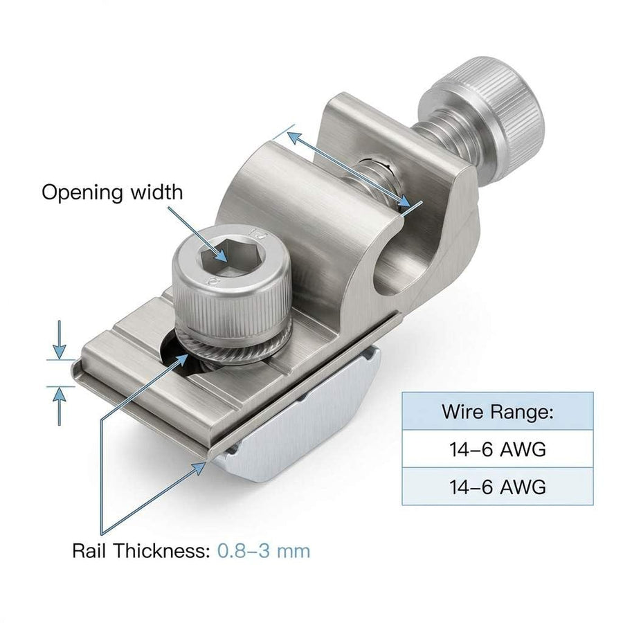 Grounding Lug 6.7mm – Aluminium Alloy Rail Connector for Solar Roof, Ground Mount & Carport Systems