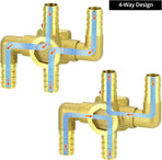 Solid Brass 5/8" 4-Way Heater Control Valve with Switch, 16mm Hose Barb Automotive Bypass