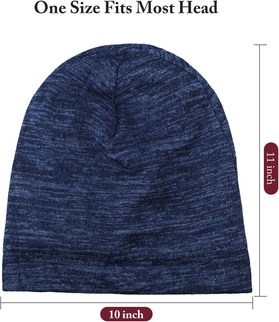 4 Pieces Satin Lined Beanie Cap Satin Sleep Lined Hat Slouchy Beanie Hat Night Silk Hair Cap for Women Men