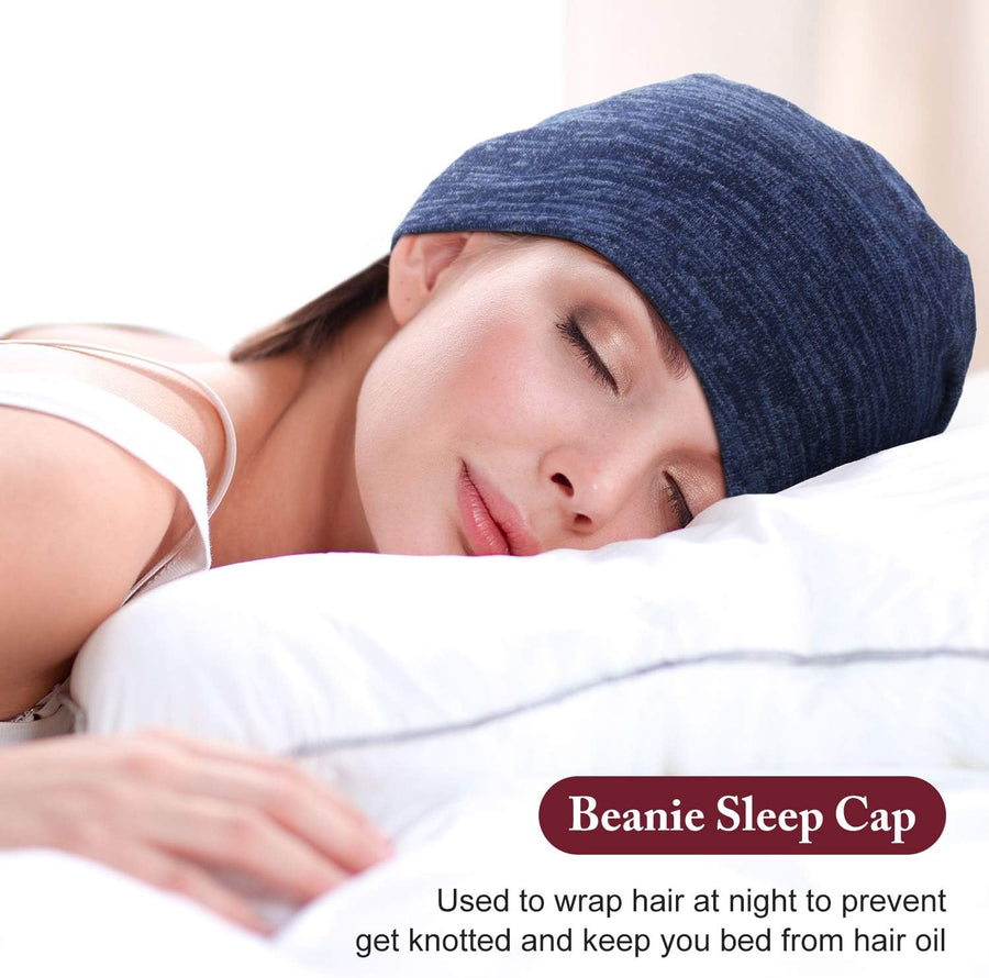 4 Pieces Satin Lined Beanie Cap Satin Sleep Lined Hat Slouchy Beanie Hat Night Silk Hair Cap for Women Men