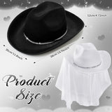 6 Pack Women Cowgirl Cowboy Hats Western Rhinestone Hat for Bachelorette Bridal Shower Wedding Party Dress up