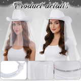 6 Pack Women Cowgirl Cowboy Hats Western Rhinestone Hat for Bachelorette Bridal Shower Wedding Party Dress up - Top-Down View