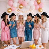 6 Pack Women Cowgirl Cowboy Hats Western Rhinestone Hat for Bachelorette Bridal Shower Wedding Party Dress up - Rear View