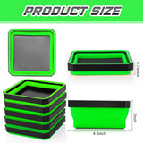 10 Pcs Magnetic Tool Tray Collapsible Foldable Parts Trays Set Magnetic Screw Tray Magnetic Parts Bowl Square Silicone Magnetic Tool for Bolts Nuts Washers Pins Screw Parts (Green)