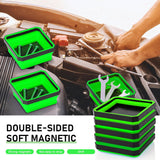 10 Pcs Magnetic Tool Tray Collapsible Foldable Parts Trays Set Magnetic Screw Tray Magnetic Parts Bowl Square Silicone Magnetic Tool for Bolts Nuts Washers Pins Screw Parts (Green) - 45-Degree Angle
