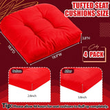 4 Pcs Outdoor Chair Cushions 18.9 x 18.9 Inch Waterproof Sun Protection Patio Furniture Overstuffed Seat Cushion Chair Pad with Round Corner for Indoor(Red) - Front View