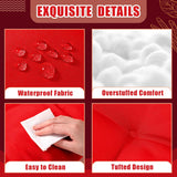 4 Pcs Outdoor Chair Cushions 18.9 x 18.9 Inch Waterproof Sun Protection Patio Furniture Overstuffed Seat Cushion Chair Pad with Round Corner for Indoor(Red) - Side View