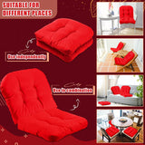 4 Pcs Outdoor Chair Cushions 18.9 x 18.9 Inch Waterproof Sun Protection Patio Furniture Overstuffed Seat Cushion Chair Pad with Round Corner for Indoor(Red) - Rear View