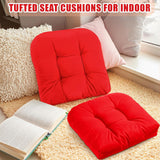 4 Pcs Outdoor Chair Cushions 18.9 x 18.9 Inch Waterproof Sun Protection Patio Furniture Overstuffed Seat Cushion Chair Pad with Round Corner for Indoor(Red) - Close-Up Angle